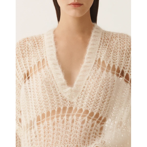Mohair and Organic Cotton Sweater in Raffia - Image 5