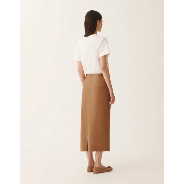 Nappa Lissé Pencil Skirt in Wicker