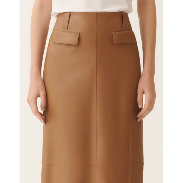 Nappa Lissé Pencil Skirt in Wicker - Image 5