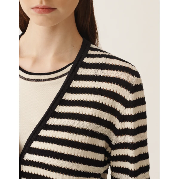 Organic Cotton Cardigan with Micro Sequins in Midnight Blue - Image 5