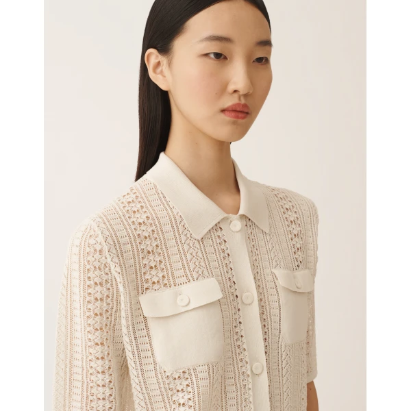 Organic Cotton Polo with Lustrous Viscose in Butter - Image 5