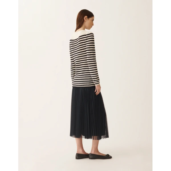 Organic Cotton Sweater with Micro Sequins in Midnight Blue