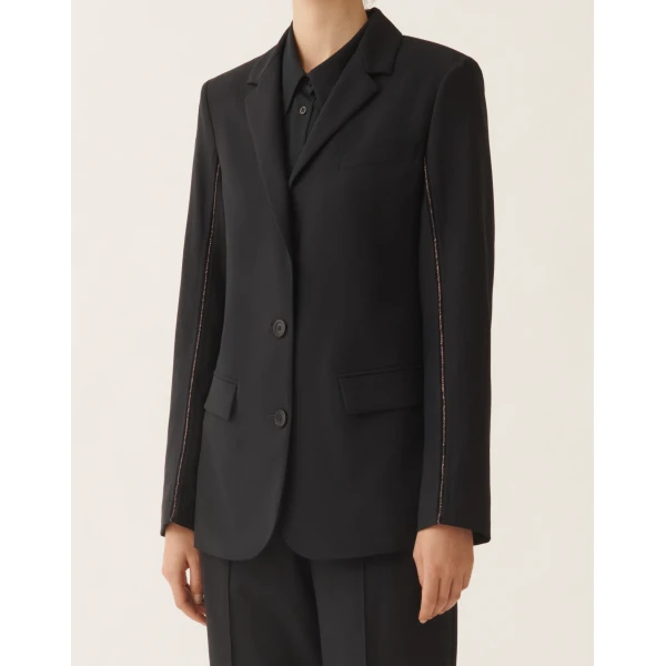 Oversized Jacket in Night Blue Bistretch Lightweight Wool - Image 5