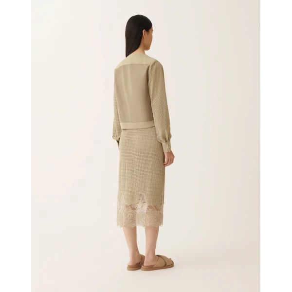 Perforated Suede Jacket in Khaki
