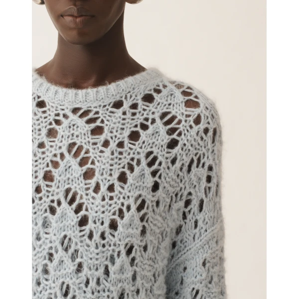 Platinum Mohair Sweater in Aqua - Image 5