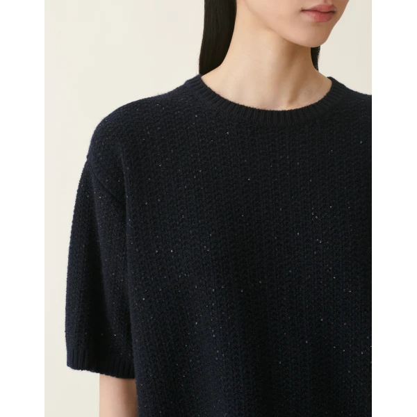 Platinum Sequin Sweater in Midnight Blue - Image 5