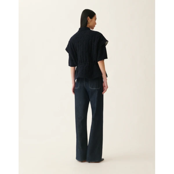 Platinum and Sequin Cape in Midnight Blue