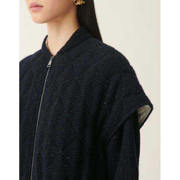 Platinum and Sequin Cape in Midnight Blue - Image 5