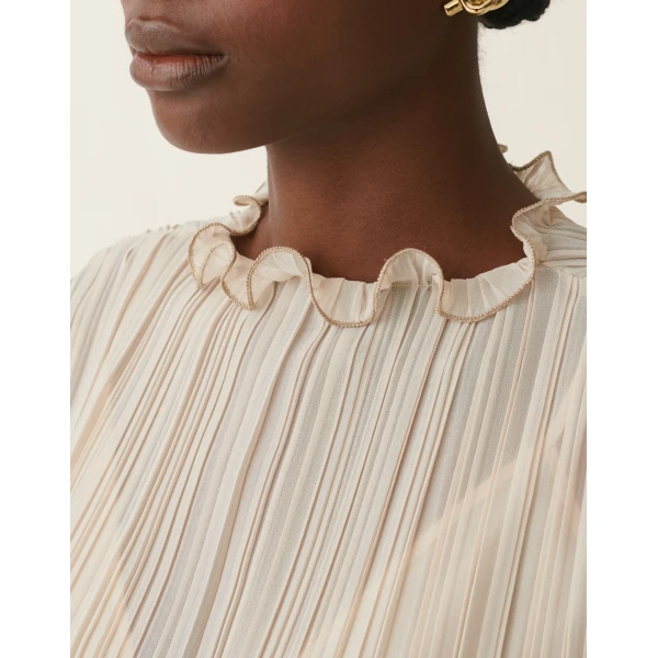 Pleated Top in Beige - Image 5