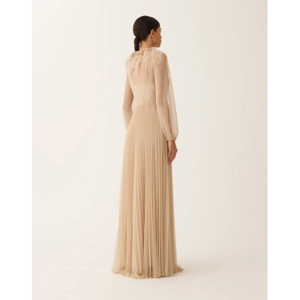 Pleated Tulle Dress in Acer
