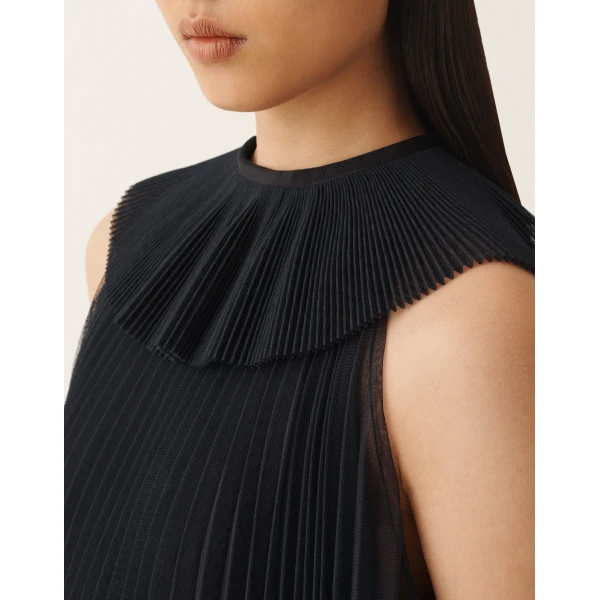 Pleated Tulle Dress in Midnight Blue - Image 5