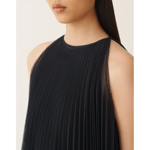 Pleated Tulle Dress in Midnight Blue - Image 6