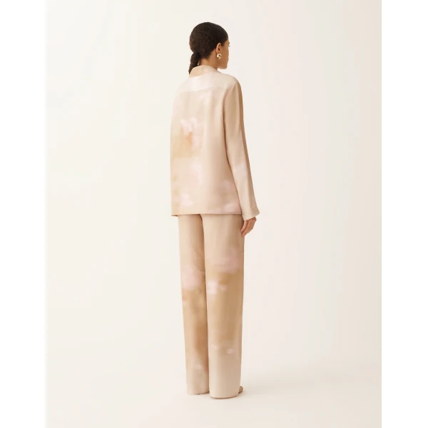 Printed Silk Twill Shirt in Memento Rosae
