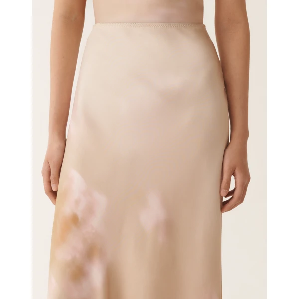 Printed Silk Twill Skirt in Memento Rosae - Image 5