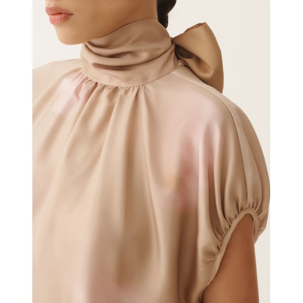 Printed Silk Twill Top in Memento Rosae - Image 5