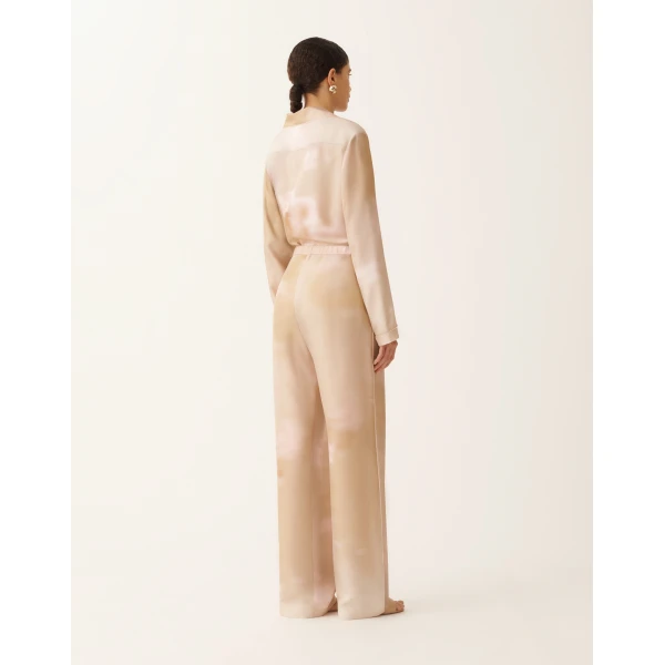 Printed Silk Twill Trousers in Memento Rosae