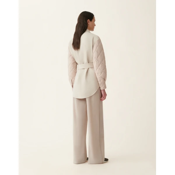Quilted Nylon Shirt Jacket in Cachà