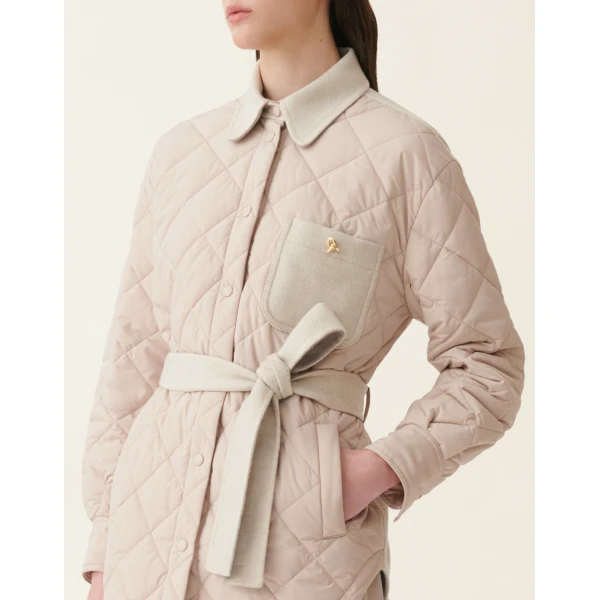 Quilted Nylon Shirt Jacket in Cachà - Image 5