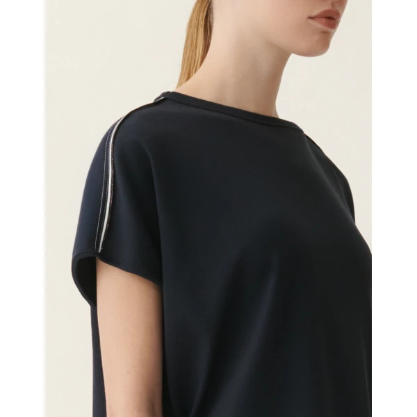 Ribbed Cotton Jersey T-shirt in Midnight Blue - Image 5