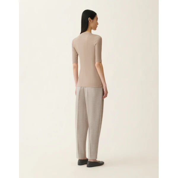 Ribbed Cotton Jersey T-shirt in Mocha