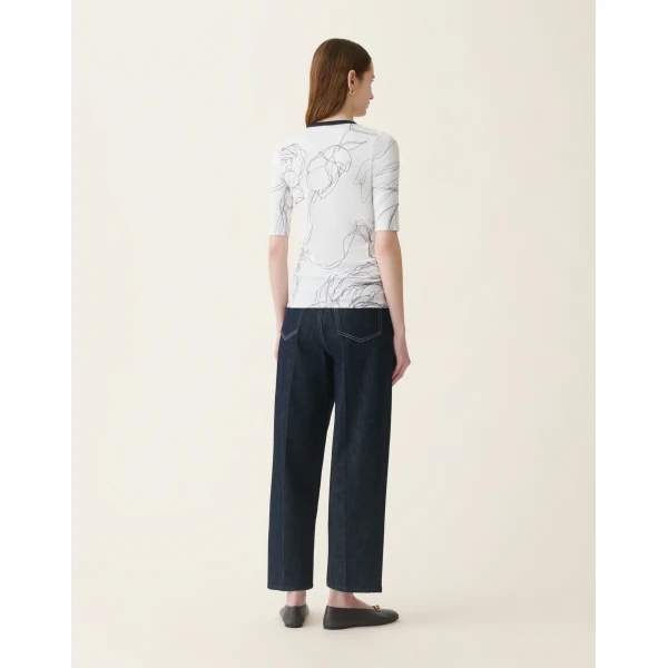 Ribbed Cotton Jersey T-shirt in White