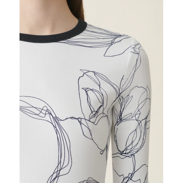 Ribbed Cotton Jersey T-shirt in White - Image 5