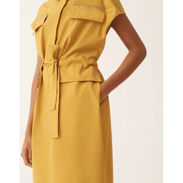 Sahariana Dress in Mustard Poplin - Image 6