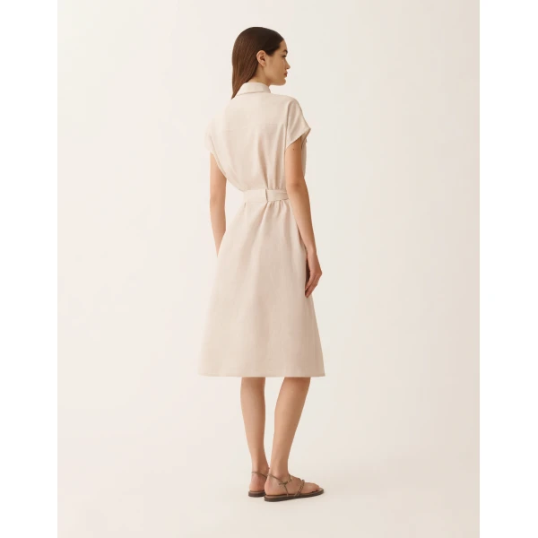 Sahariana Dress in Natural Linen Canvas