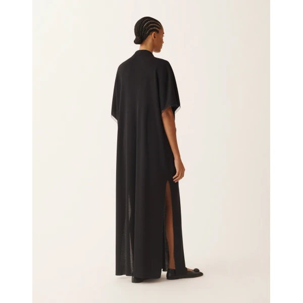Shimmering Viscose Kaftan in Midnight Blue