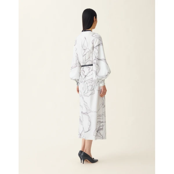 Silk Twill Dress in White