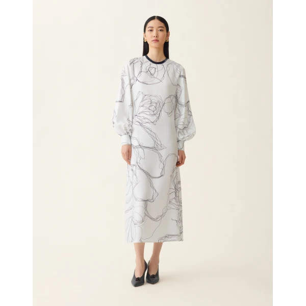 Silk Twill Dress in White - Image 5