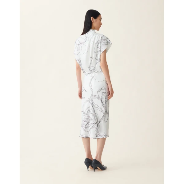 Silk Twill Skirt in White