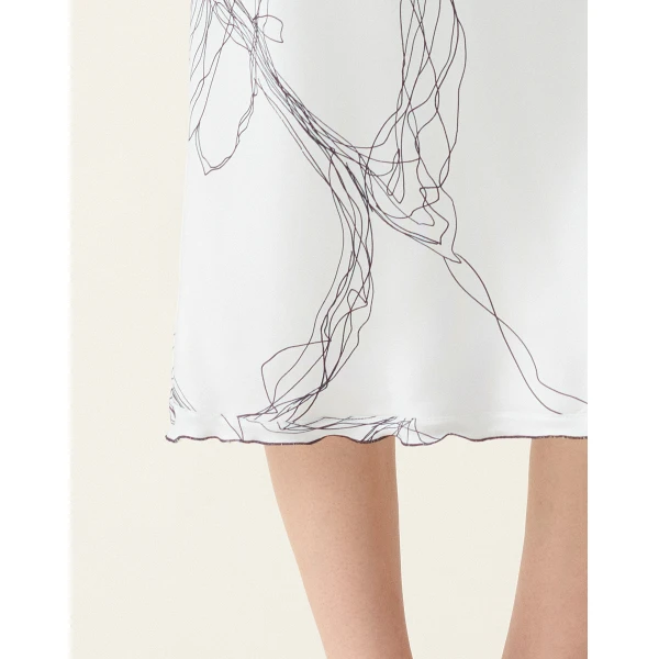 Silk Twill Skirt in White - Image 6