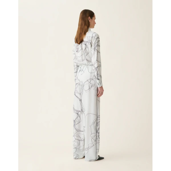 Silk Twill Trousers in White