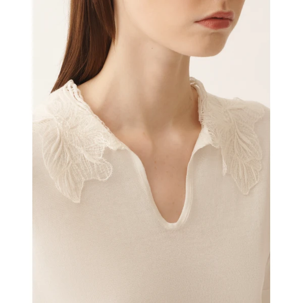 Silk and Cotton Polo in Raffia - Image 5