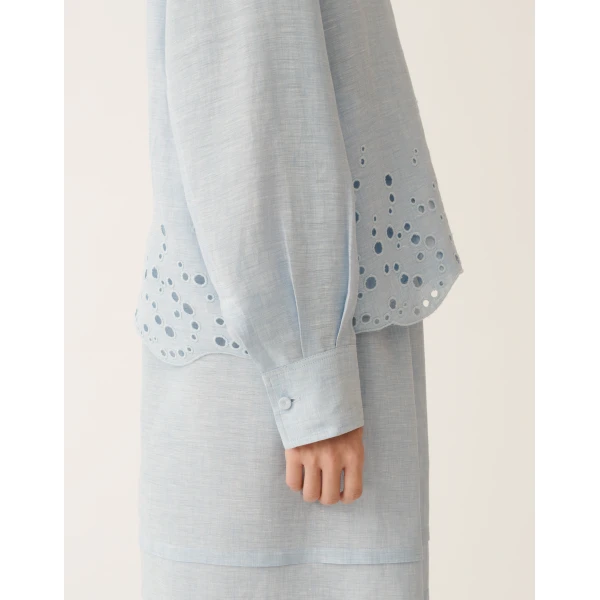 Sky Blue Linen Canvas Jacket - Image 5