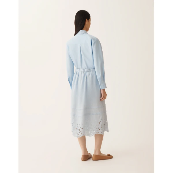 Sky Blue Linen Midi Skirt