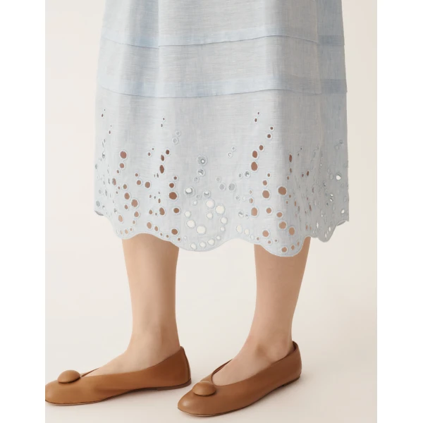 Sky Blue Linen Midi Skirt - Image 5