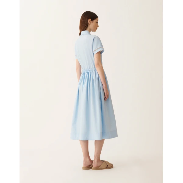 Sky Blue Poplin Polo Dress