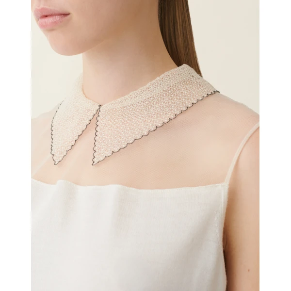 Sleeveless Cashmere and Silk Sweater in Raffia - Image 5