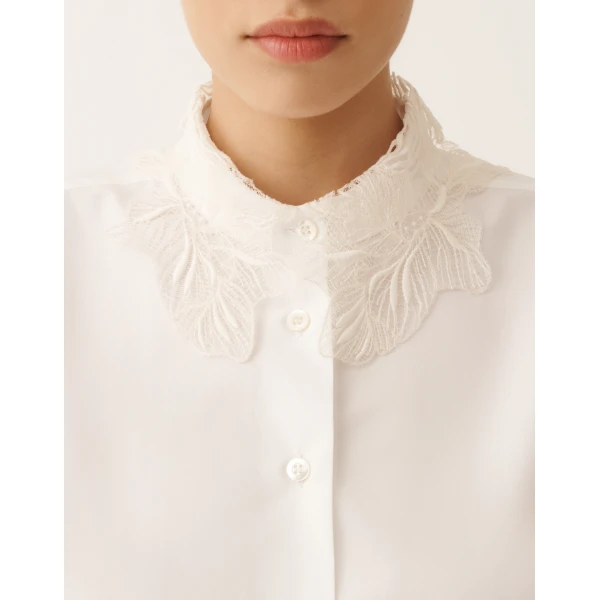 Sleeveless Shirt in Optical White Poplin - Image 5