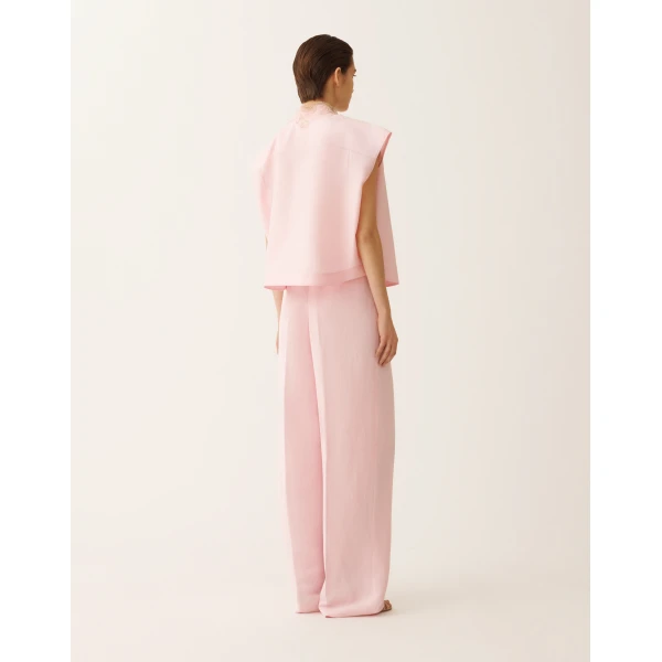 Sleeveless Shirt in Petal Pink Poplin