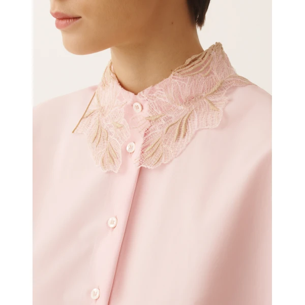 Sleeveless Shirt in Petal Pink Poplin - Image 5