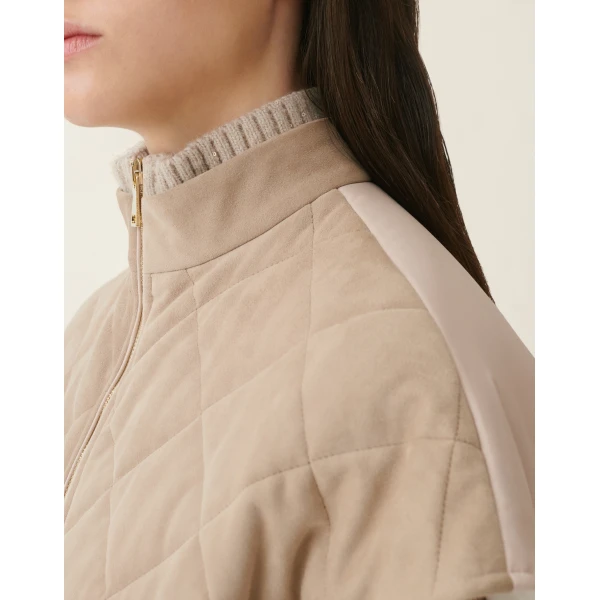 Suede Cape with Quilting in Cachà - Image 5