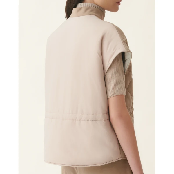 Suede Cape with Quilting in Cachà - Image 6