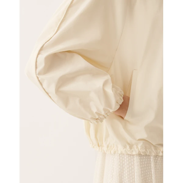 Technical Taffeta Bomber Jacket in Butter - Image 6