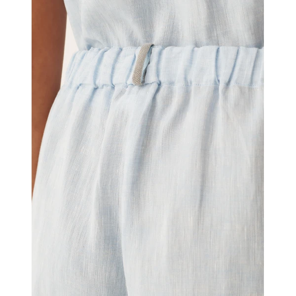 Trevi Trousers in Sky Blue Linen Fabric - Image 5