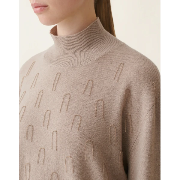 Turtleneck Platinum Sweater in Mocha - Image 5