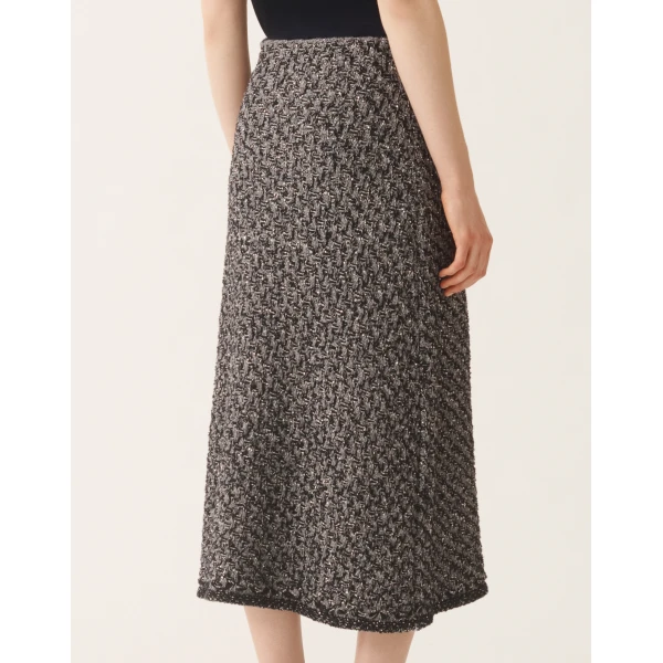 Tweed Skirt with a Denim Effect and Midnight Blue Sequins - Image 5
