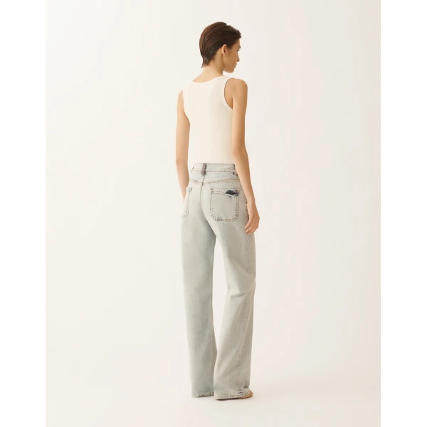 Water-Marbled Denim Pants